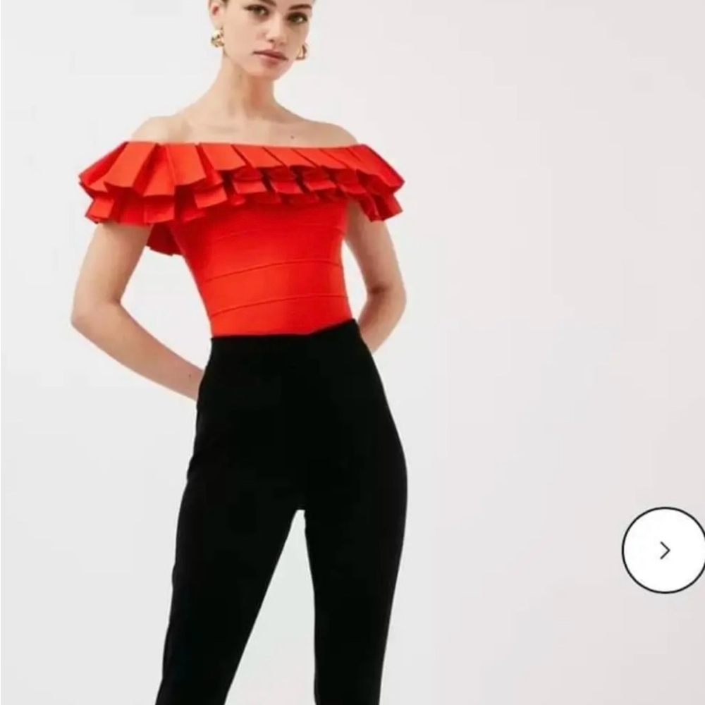 Karen Millen Red Off-Shoulder Blouse